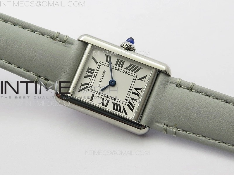 Tank Louis Ladies 22mm SS 8848F 1:1 Best Edition White Dial on Gray Leather Strap Ronda Quartz