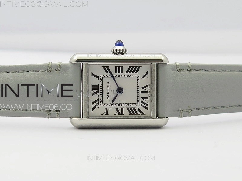 Tank Louis Ladies 22mm SS 8848F 1:1 Best Edition White Dial on Gray Leather Strap Ronda Quartz