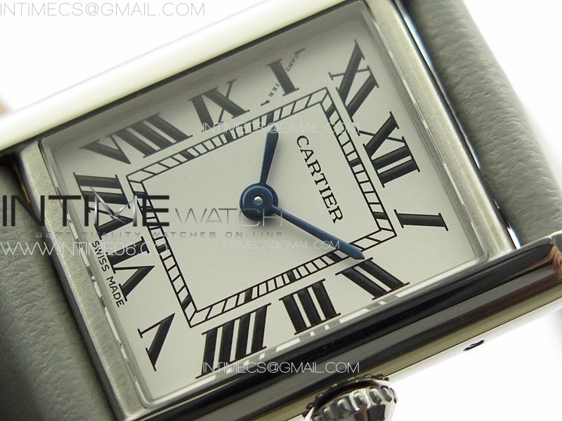 Tank Louis Ladies 22mm SS 8848F 1:1 Best Edition White Dial on Gray Leather Strap Ronda Quartz