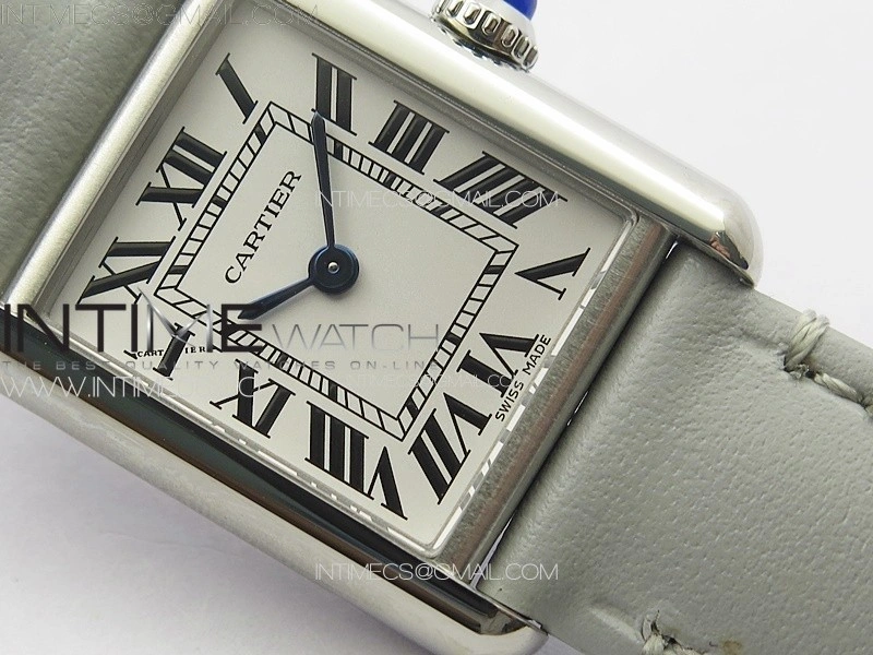 Tank Louis Ladies 22mm SS 8848F 1:1 Best Edition White Dial on Gray Leather Strap Ronda Quartz