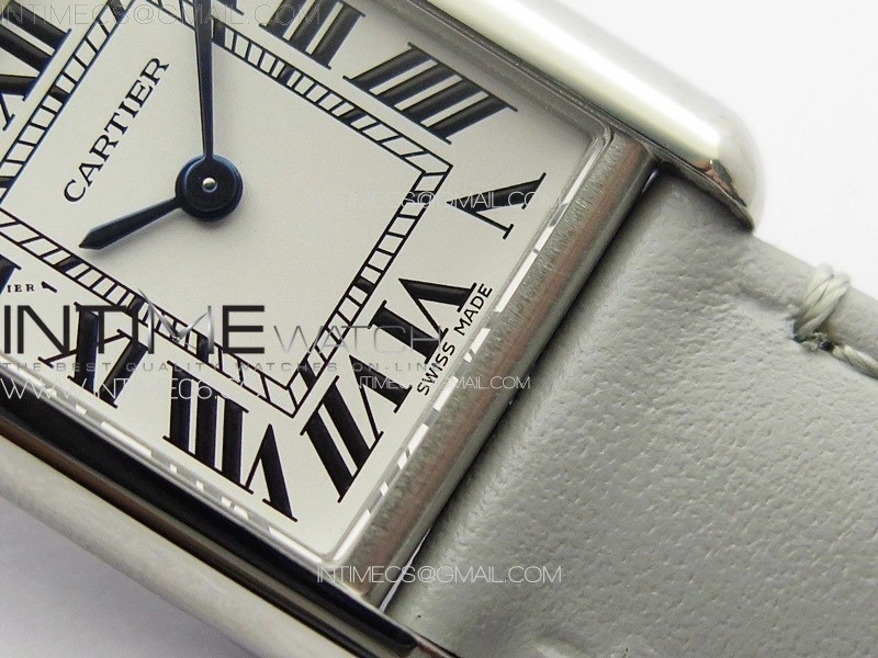 Tank Louis Ladies 22mm SS 8848F 1:1 Best Edition White Dial on Gray Leather Strap Ronda Quartz