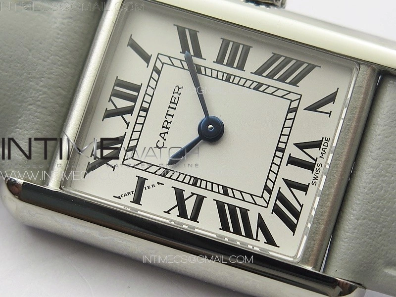 Tank Louis Ladies 22mm SS 8848F 1:1 Best Edition White Dial on Gray Leather Strap Ronda Quartz
