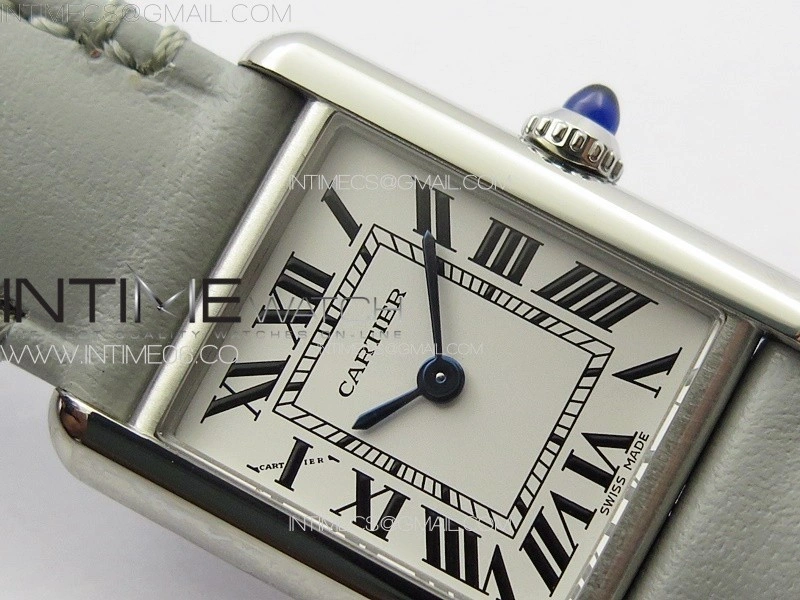 Tank Louis Ladies 22mm SS 8848F 1:1 Best Edition White Dial on Gray Leather Strap Ronda Quartz