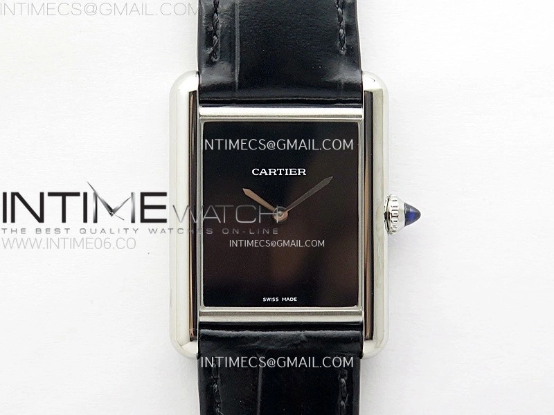 Tank Louis Ladies 25mm SS 8848F 1:1 Best Edition Black Dial on Blue Leather Strap Ronda Quartz
