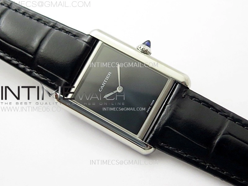 Tank Louis Ladies 25mm SS 8848F 1:1 Best Edition Black Dial on Blue Leather Strap Ronda Quartz