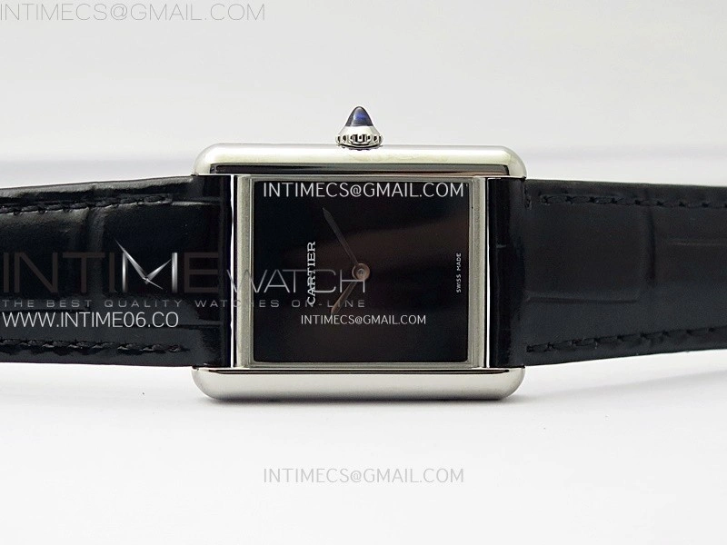 Tank Louis Ladies 25mm SS 8848F 1:1 Best Edition Black Dial on Blue Leather Strap Ronda Quartz