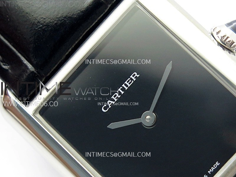 Tank Louis Ladies 25mm SS 8848F 1:1 Best Edition Black Dial on Blue Leather Strap Ronda Quartz