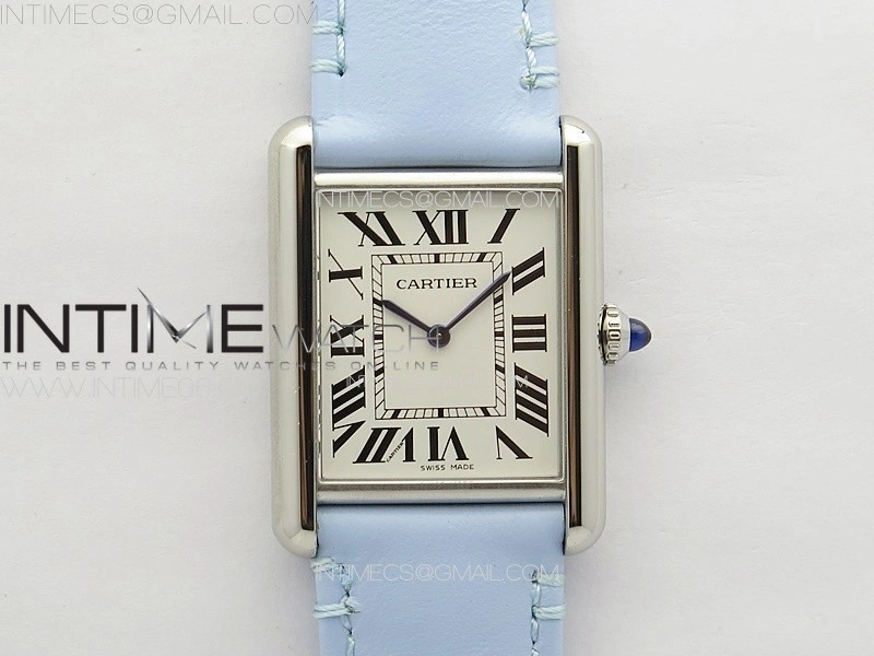 Tank Louis Ladies 25mm SS 8848F 1:1 Best Edition White Dial on Blue Leather Strap Ronda Quartz