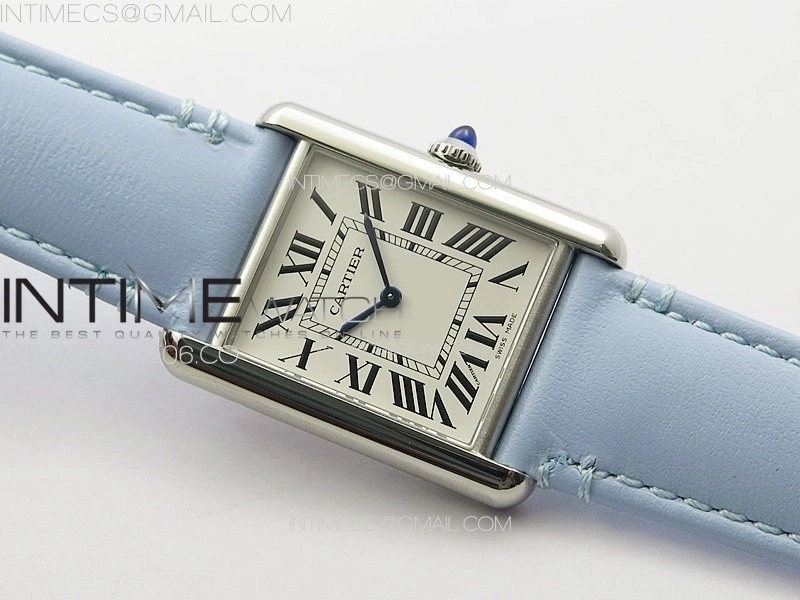 Tank Louis Ladies 25mm SS 8848F 1:1 Best Edition White Dial on Blue Leather Strap Ronda Quartz