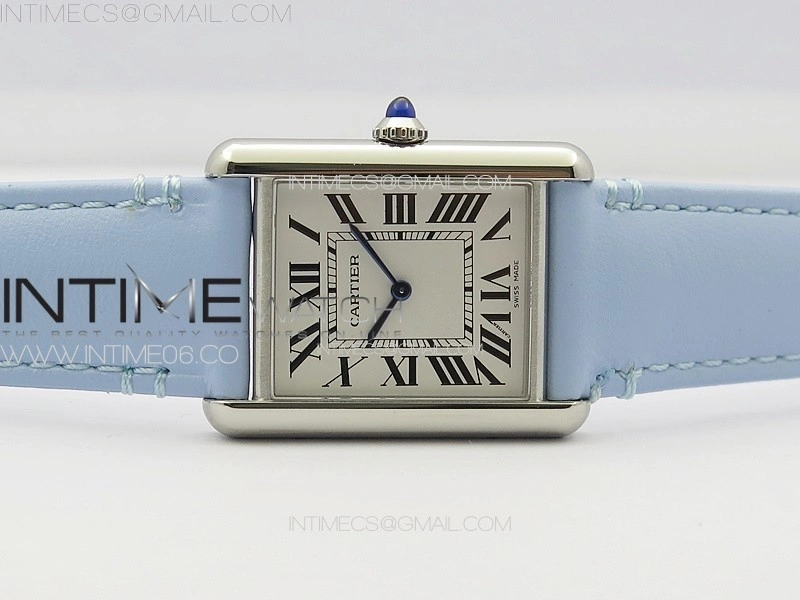 Tank Louis Ladies 25mm SS 8848F 1:1 Best Edition White Dial on Blue Leather Strap Ronda Quartz