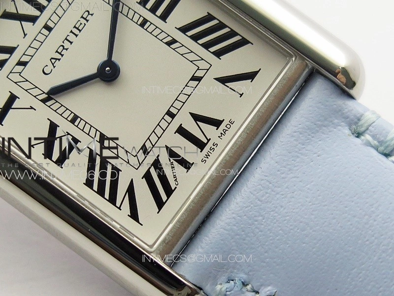 Tank Louis Ladies 25mm SS 8848F 1:1 Best Edition White Dial on Blue Leather Strap Ronda Quartz