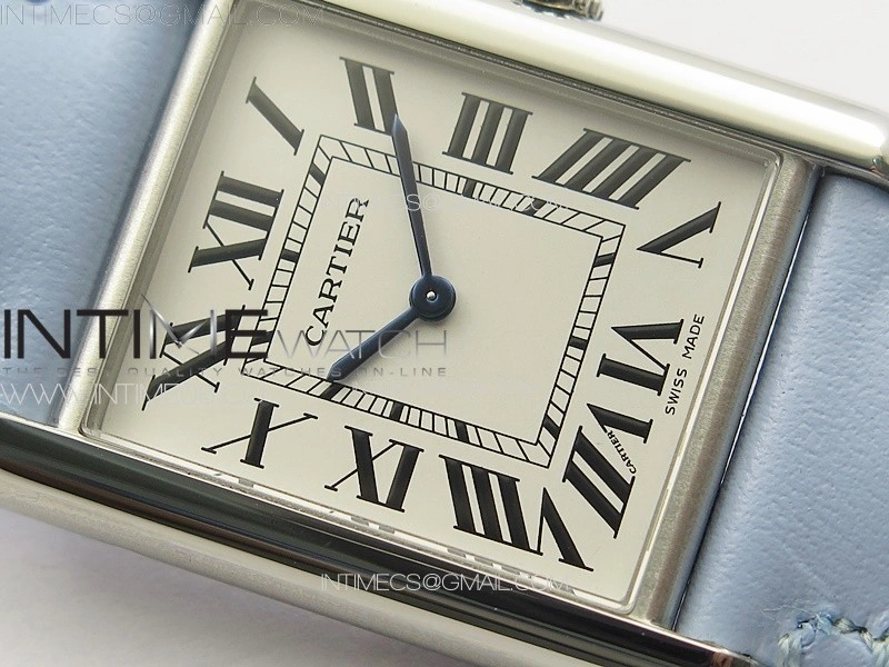 Tank Louis Ladies 25mm SS 8848F 1:1 Best Edition White Dial on Blue Leather Strap Ronda Quartz