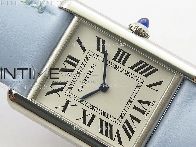 Tank Louis Ladies 25mm SS 8848F 1:1 Best Edition White Dial on Blue Leather Strap Ronda Quartz