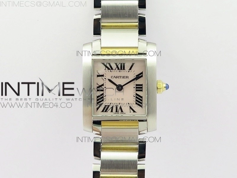 Tank Francaise Ladies 25mm SS YG 8848F 1:1 Best Edition Pink MOP Dial on SS YG Bracelet Ronda Quartz