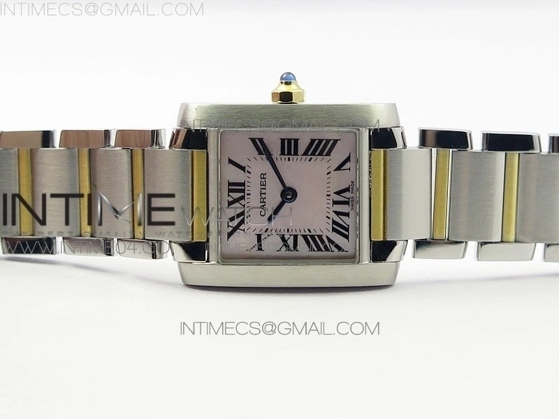 Tank Francaise Ladies 25mm SS YG 8848F 1:1 Best Edition Pink MOP Dial on SS YG Bracelet Ronda Quartz