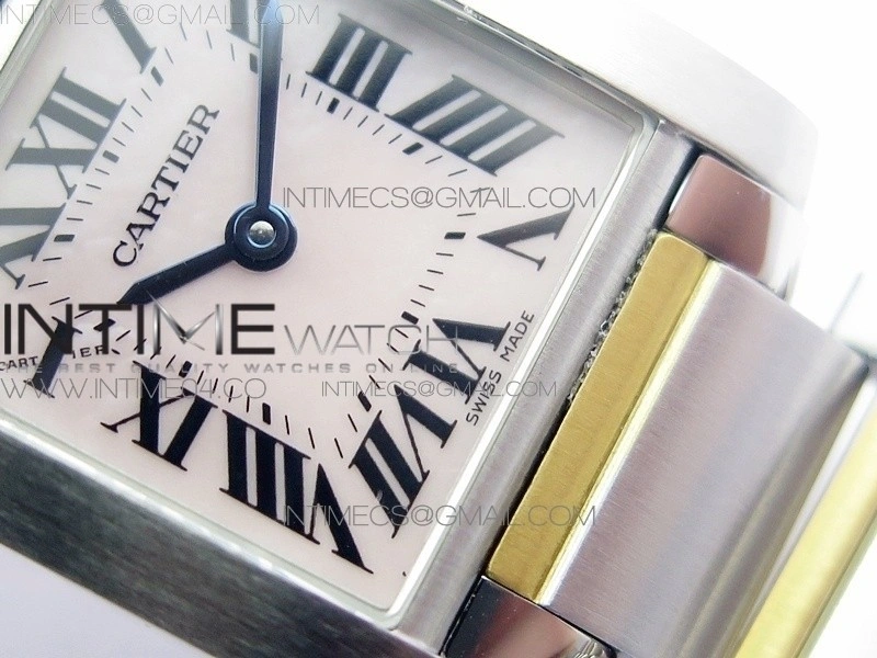 Tank Francaise Ladies 25mm SS YG 8848F 1:1 Best Edition Pink MOP Dial on SS YG Bracelet Ronda Quartz