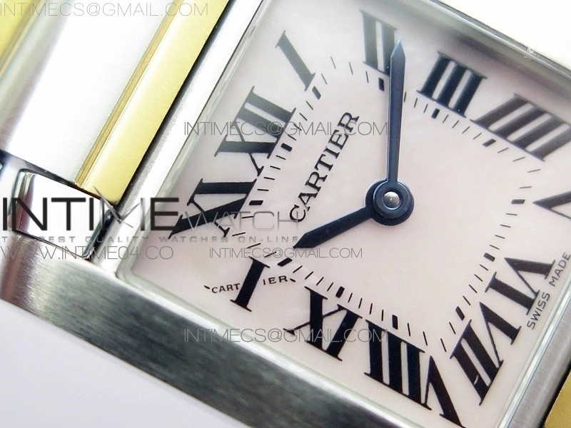 Tank Francaise Ladies 25mm SS YG 8848F 1:1 Best Edition Pink MOP Dial on SS YG Bracelet Ronda Quartz