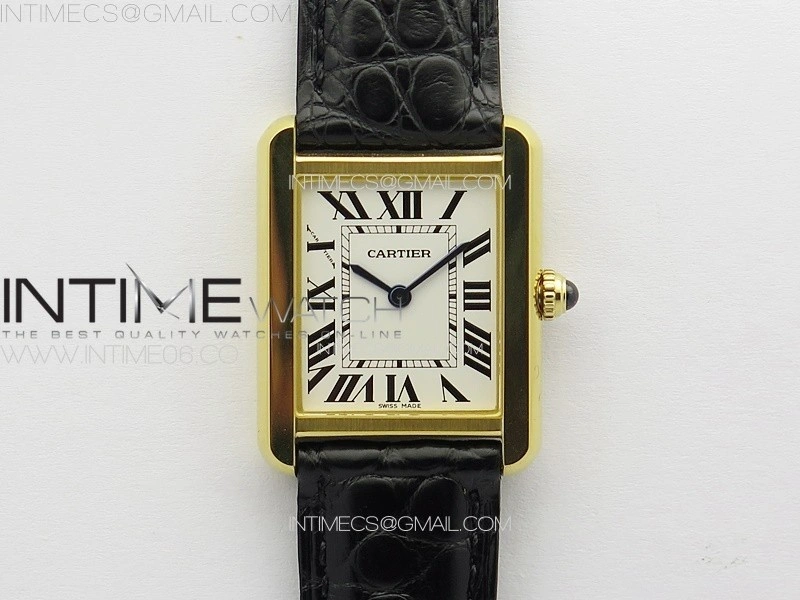 Tank Solo Ladies 25mm YG K11F 1:1 Best Edition White Dial on Black Leather Strap Ronda Quartz