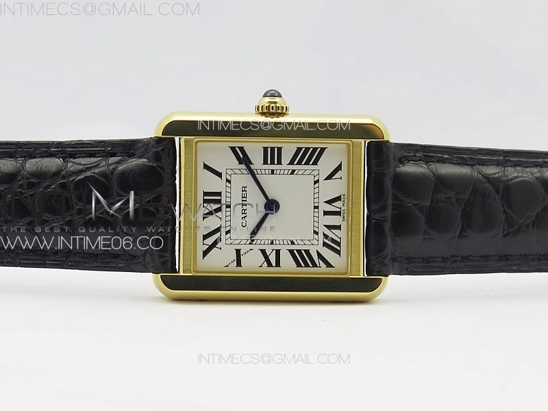 Tank Solo Ladies 25mm YG K11F 1:1 Best Edition White Dial on Black Leather Strap Ronda Quartz