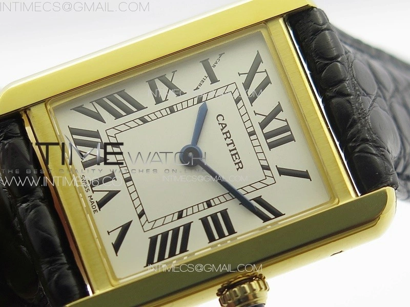 Tank Solo Ladies 25mm YG K11F 1:1 Best Edition White Dial on Black Leather Strap Ronda Quartz