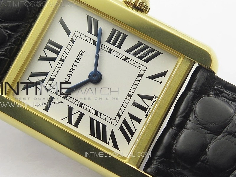 Tank Solo Ladies 25mm YG K11F 1:1 Best Edition White Dial on Black Leather Strap Ronda Quartz
