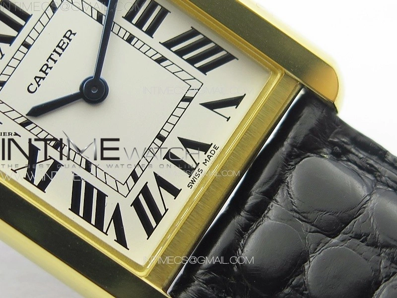 Tank Solo Ladies 25mm YG K11F 1:1 Best Edition White Dial on Black Leather Strap Ronda Quartz