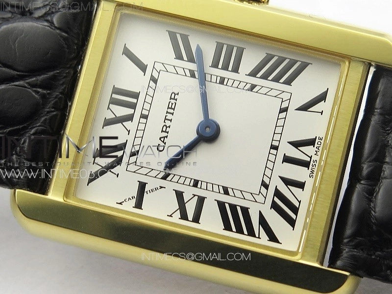 Tank Solo Ladies 25mm YG K11F 1:1 Best Edition White Dial on Black Leather Strap Ronda Quartz