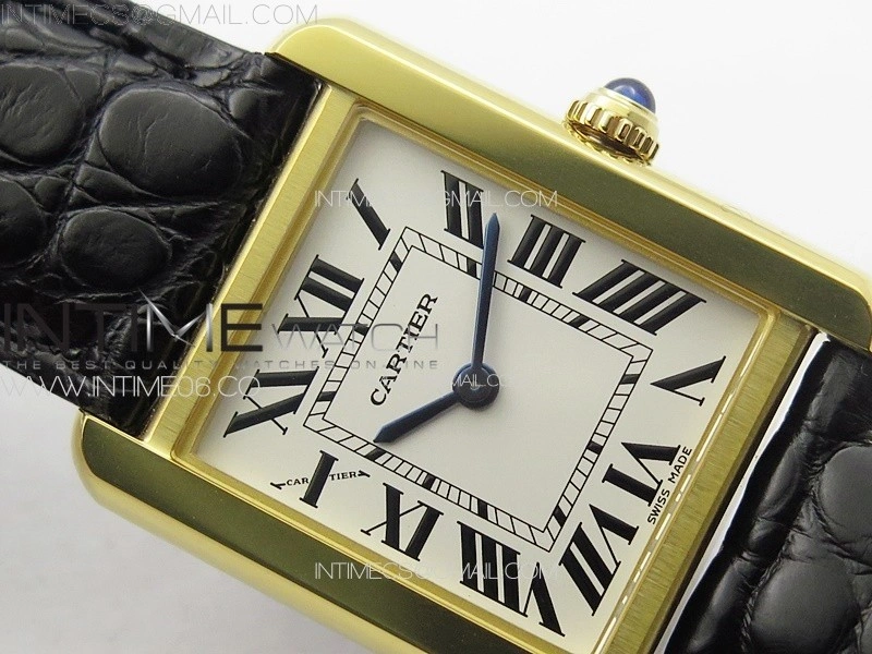 Tank Solo Ladies 25mm YG K11F 1:1 Best Edition White Dial on Black Leather Strap Ronda Quartz