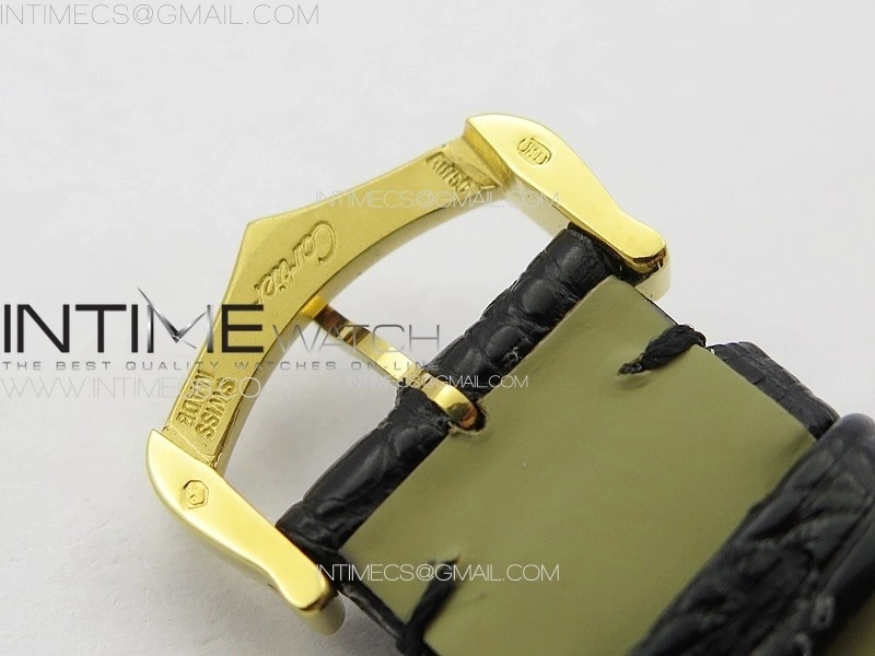 Tank Solo Ladies 25mm YG K11F 1:1 Best Edition White Dial on Black Leather Strap Ronda Quartz