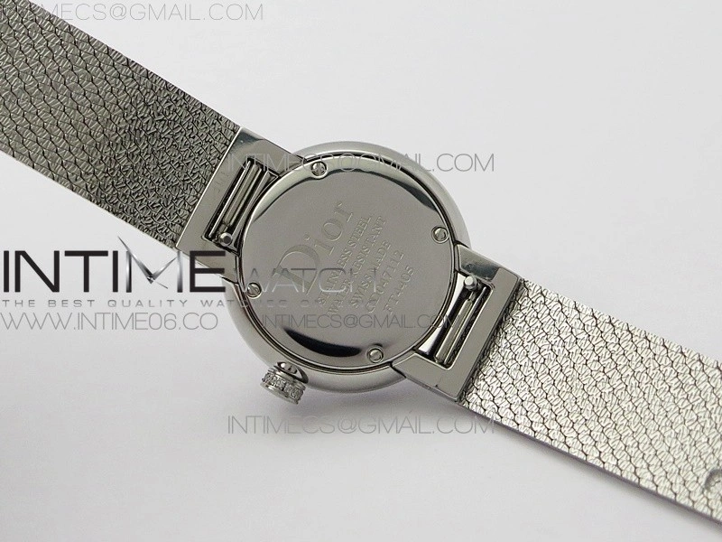 La D de dior Satine SS Case 8848F 1:1 Best Edition Black Dial on SS bracelet Swiss Quartz