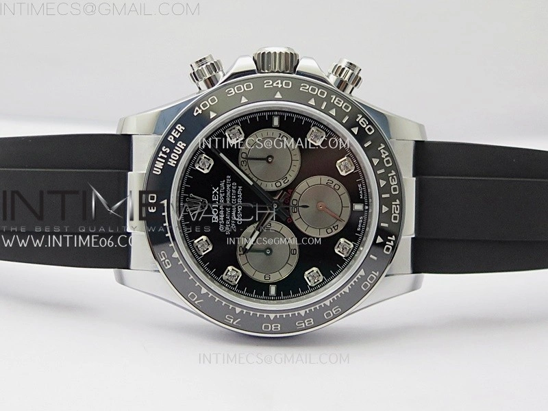 Daytona 126519 QF Gain Weight 1:1 Best Edition Black Dial Silver Subdial Diamonds Markers on Oysterflex Strap SH4131 V11