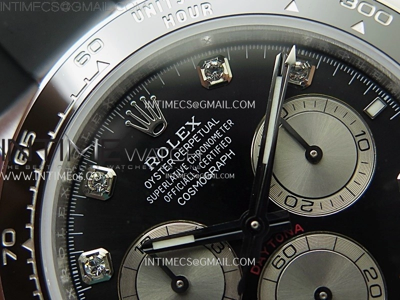 Daytona 126519 QF Gain Weight 1:1 Best Edition Black Dial Silver Subdial Diamonds Markers on Oysterflex Strap SH4131 V11