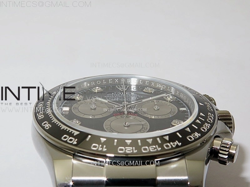 Daytona 126519 QF Gain Weight 1:1 Best Edition Black Dial Silver Subdial Diamonds Markers on Oysterflex Strap SH4131 V11