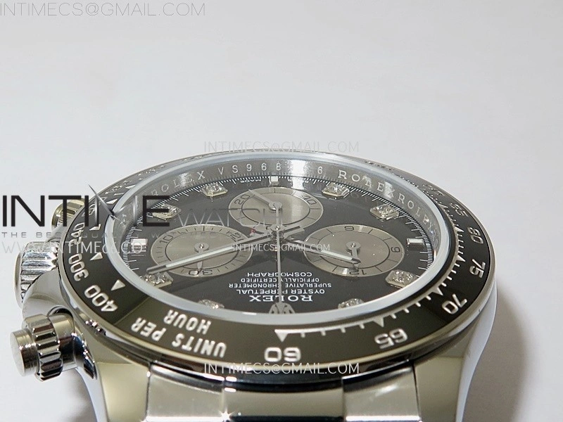 Daytona 126519 QF Gain Weight 1:1 Best Edition Black Dial Silver Subdial Diamonds Markers on Oysterflex Strap SH4131 V11