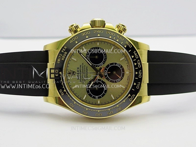Daytona 126518 Gain Weight Clean Plus 1:1 Best Edition YG Gold Dial Black Subdial Stick Marker On Oysterflex Rubber Strap DD4131