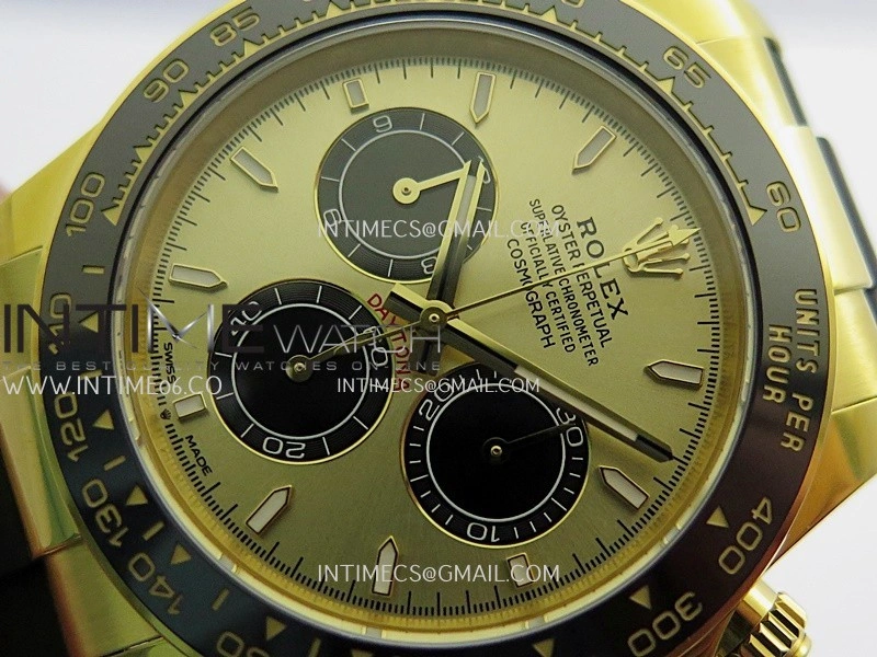 Daytona 126518 Gain Weight Clean Plus 1:1 Best Edition YG Gold Dial Black Subdial Stick Marker On Oysterflex Rubber Strap DD4131