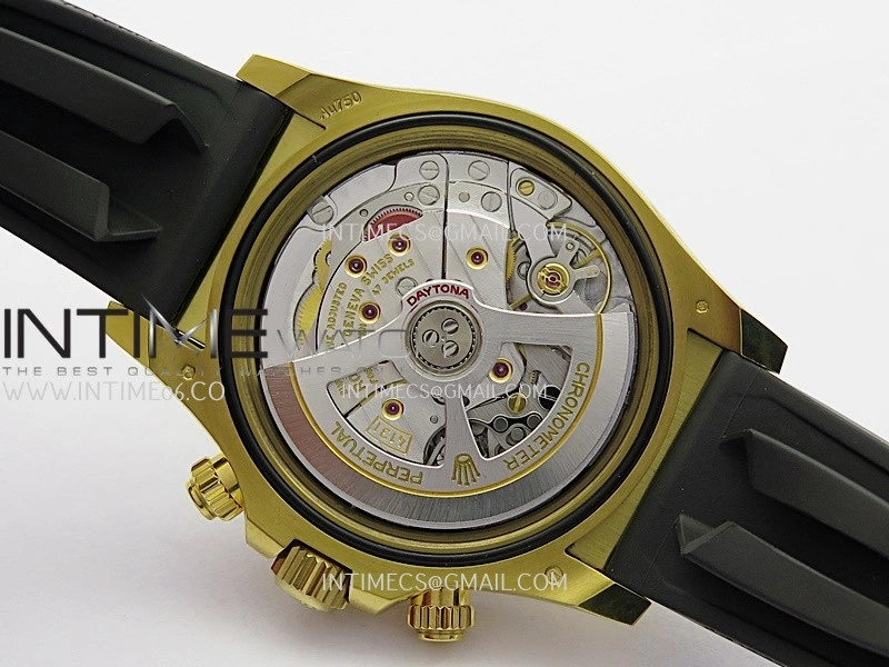 Daytona 126518 Gain Weight Clean Plus 1:1 Best Edition YG Gold Dial Black Subdial Stick Marker On Oysterflex Rubber Strap DD4131