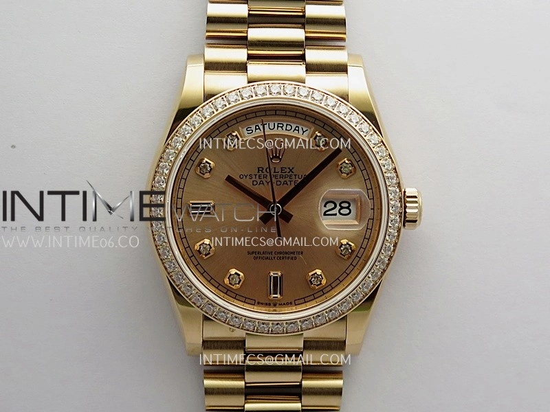 Day Date 128345 RG Gain Weight KF 1:1 RG Dial Diamond Marker On President Bracelet A2836