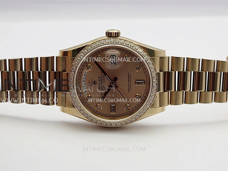 Day Date 128345 RG Gain Weight KF 1:1 RG Dial Diamond Marker On President Bracelet A2836