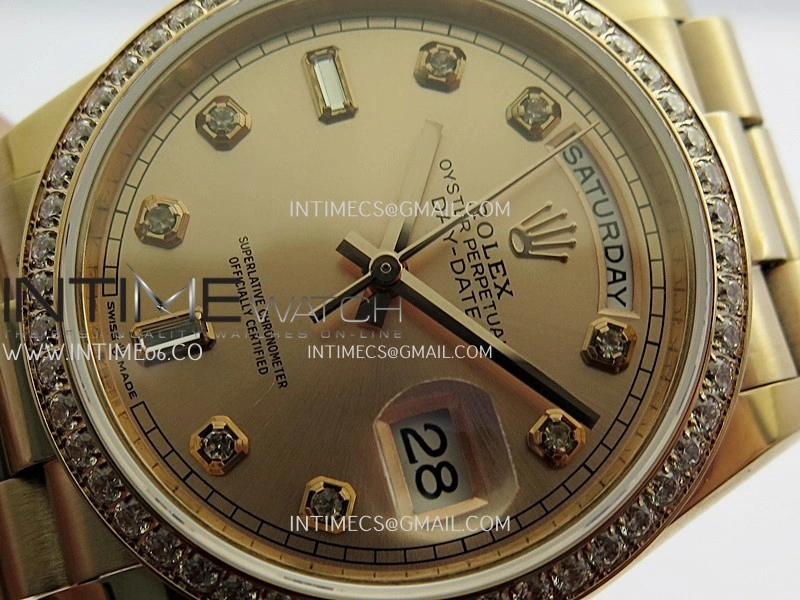 Day Date 128345 RG Gain Weight KF 1:1 RG Dial Diamond Marker On President Bracelet A2836