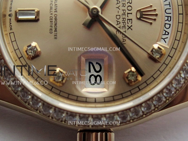 Day Date 128345 RG Gain Weight KF 1:1 RG Dial Diamond Marker On President Bracelet A2836