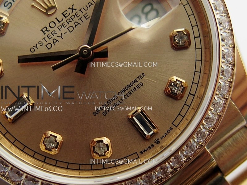Day Date 128345 RG Gain Weight KF 1:1 RG Dial Diamond Marker On President Bracelet A2836