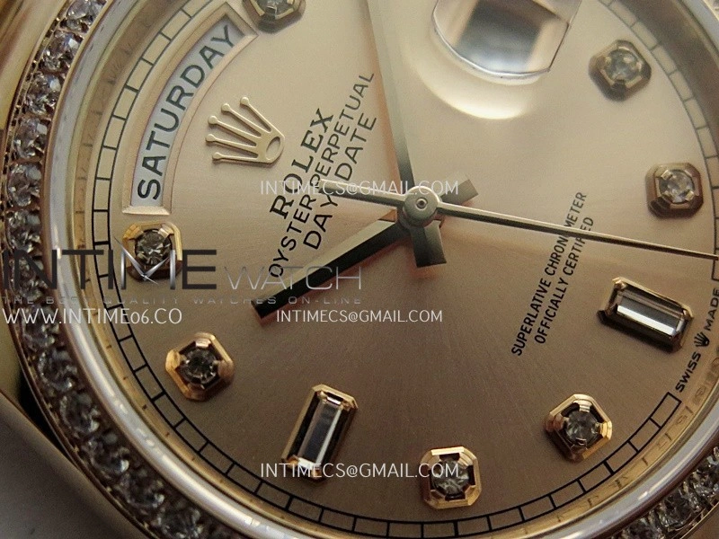 Day Date 128345 RG Gain Weight KF 1:1 RG Dial Diamond Marker On President Bracelet A2836
