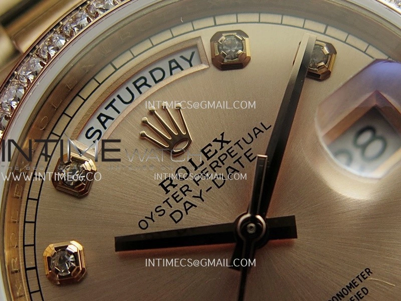 Day Date 128345 RG Gain Weight KF 1:1 RG Dial Diamond Marker On President Bracelet A2836