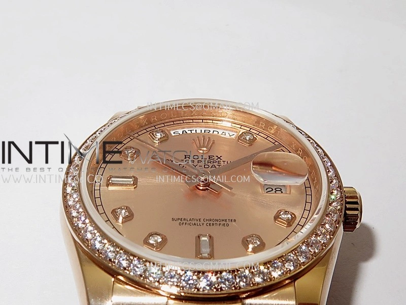 Day Date 128345 RG Gain Weight KF 1:1 RG Dial Diamond Marker On President Bracelet A2836
