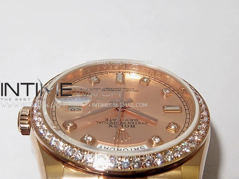 Day Date 128345 RG Gain Weight KF 1:1 RG Dial Diamond Marker On President Bracelet A2836