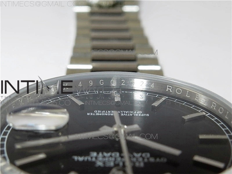 Day-Date 36 128239 SS BP Best Edition Black Stick Markers Dial on SS President Bracelet