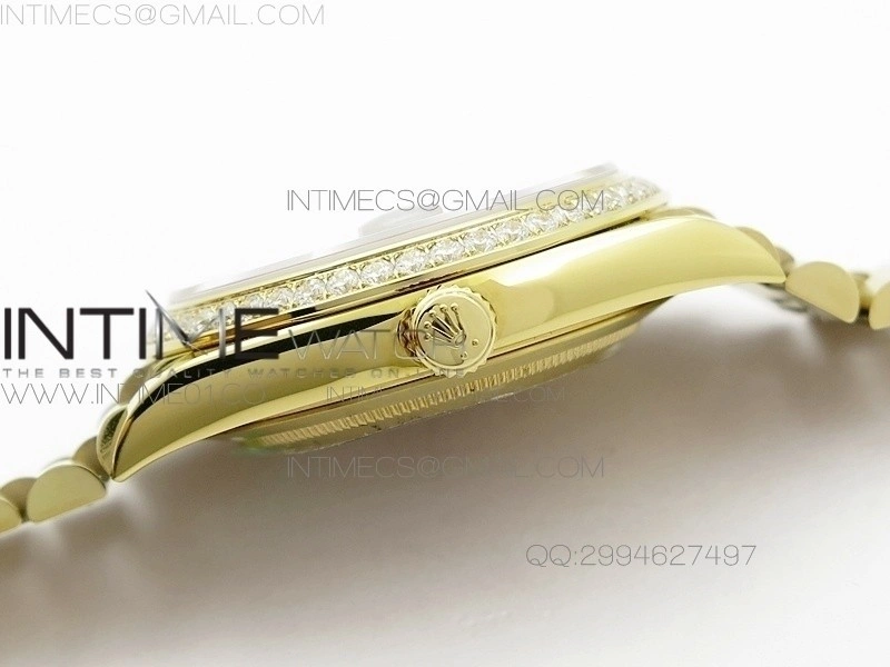 Day-Date 40 YG BP 1:1 Best 228239 Black Diamond Sticks Dial Diamond Bezel on SS Bracelet