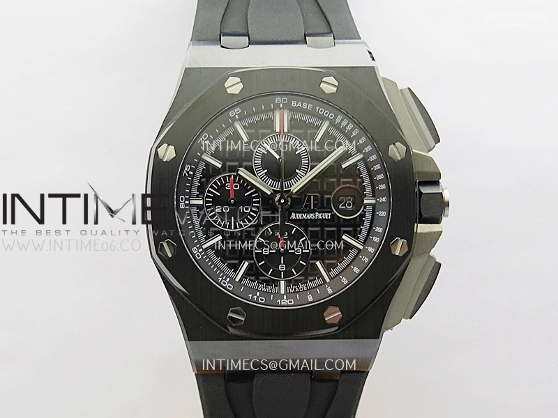 Royal Oak Offshore 44mm Black Ceramic APJF 1:1 Best Edition Black Dial on Black Rubber Strap A3126