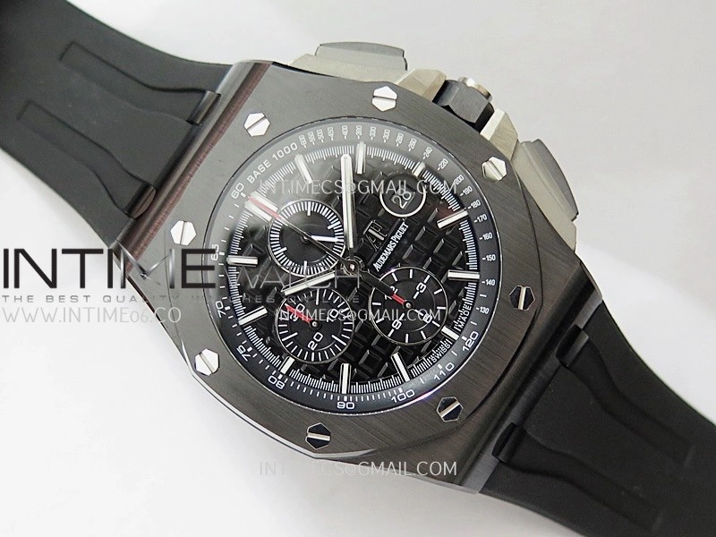 Royal Oak Offshore 44mm Black Ceramic APJF 1:1 Best Edition Black Dial on Black Rubber Strap A3126